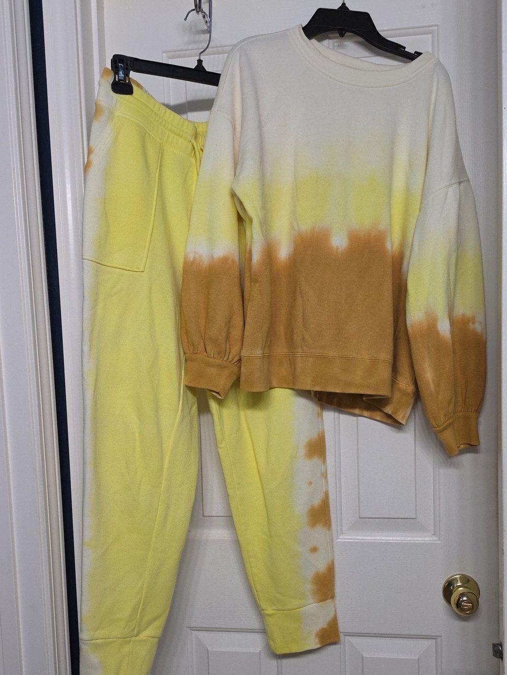 Style & Co. Yellow, Tan and Cream Dip-Dye Sweatshirt & Joggers Set